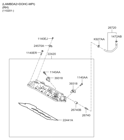 2013 Kia Sedona Rocker Cover Diagram 6