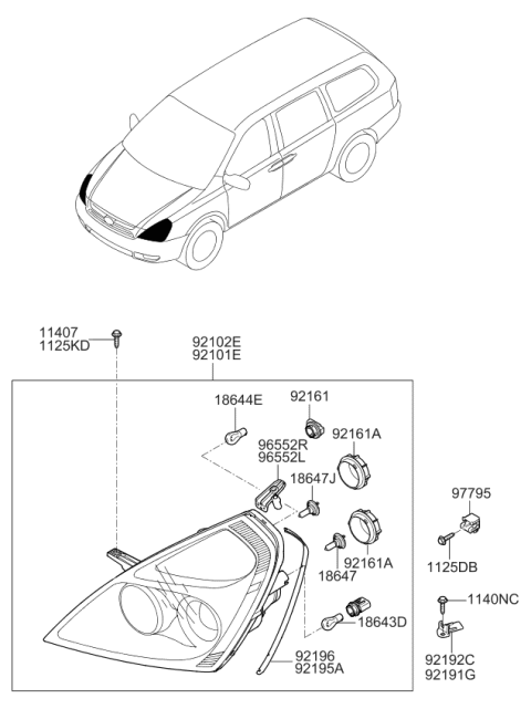 2011 Kia Sedona Head Lamp Diagram