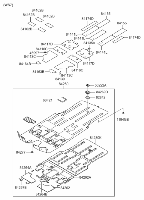 2007 Kia Sedona Pad-ANTIVIBRATION Rear Diagram for 841634D100