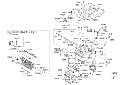 2006 Kia Sedona Gasket-Throttle Body Diagram for 351013C400