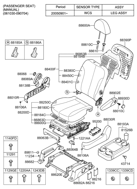 2009 Kia Sedona Seat-Front Diagram 1