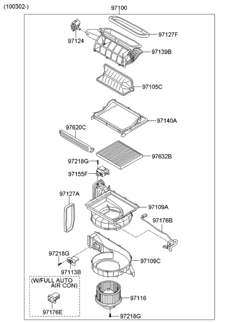 2012 Kia Sedona Motor & Fan Assembly-A/C Diagram for 971132B005