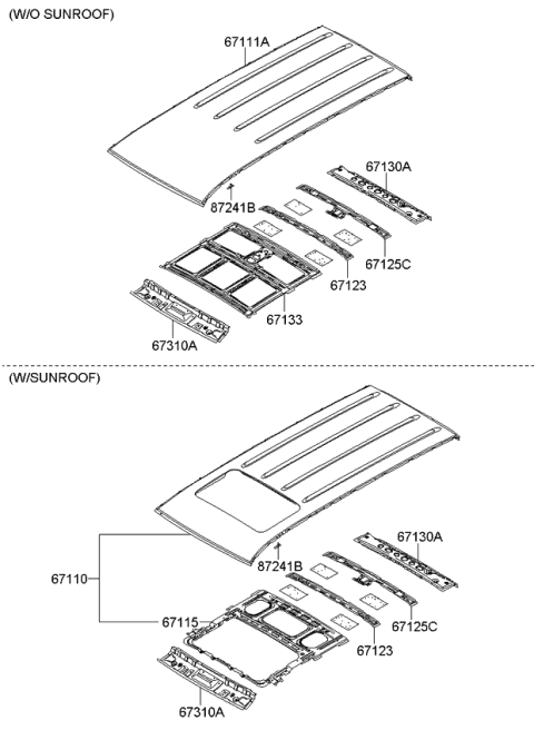 2014 Kia Sedona Panel Assy-Roof Diagram