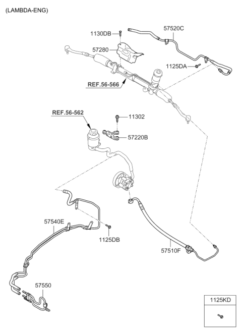 2010 Kia Sedona Power Steering Hose & Bracket Diagram 1