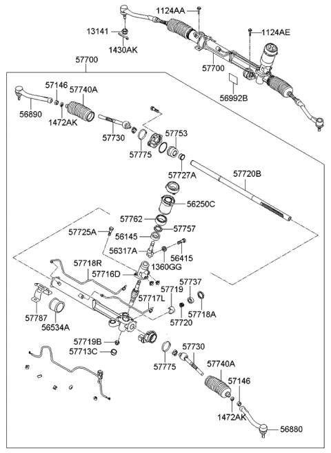 2013 Kia Sedona Power Steering Gear Box Diagram