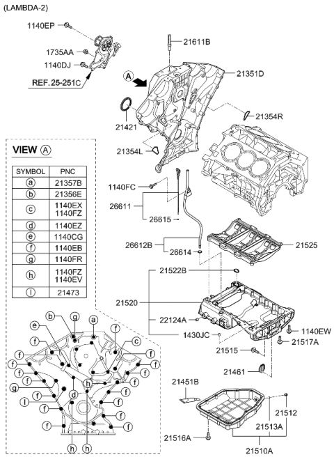 2008 Kia Sedona Belt Cover & Oil Pan Diagram 2