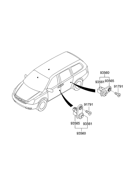 2011 Kia Sedona Finishing-Front Door Diagram 2