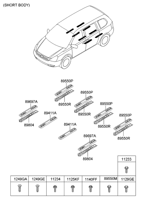 2006 Kia Sedona Hardware-Rear Seat Diagram 1