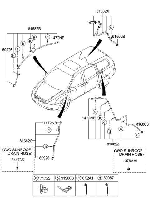 2007 Kia Sedona Hose Assembly-Drain F,LH Diagram for 816914D000