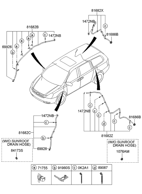 2007 Kia Sedona Hose Assembly-Drain Rear Diagram for 816824D000