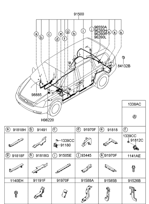 2007 Kia Sedona Wiring Harness-Floor Diagram 1