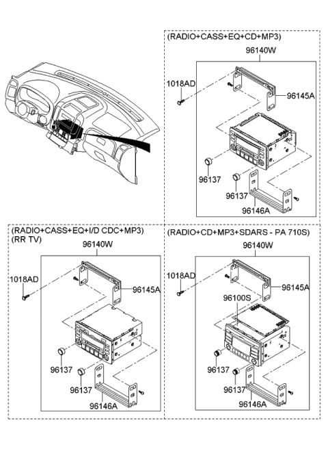 2006 Kia Sedona Deck Assembly-Audio Diagram for 961942L000
