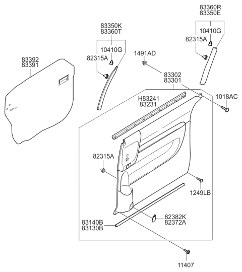 2011 Kia Sedona Finishing-Rear Door Diagram