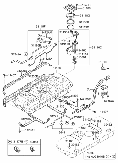 2009 Kia Sedona Fuel Tank Assembly Diagram for 311504D550