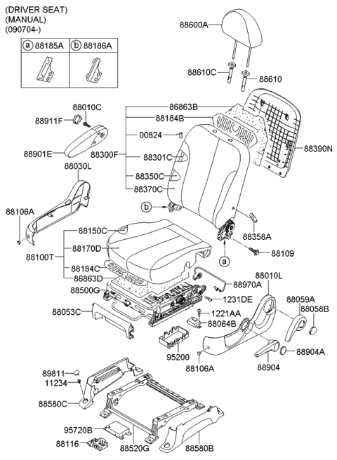 2011 Kia Sedona Front Seat Cushion Driver Covering Diagram for 881604D221KS5