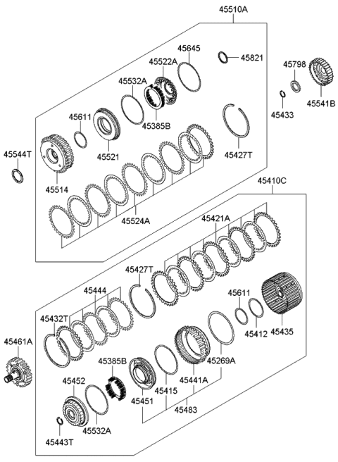 2006 Kia Sedona Clutch Assembly-Reverse & Over Drive Diagram for 454103A510