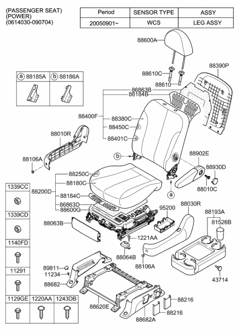 2006 Kia Sedona Produced After NOV.2006 Seat-Front Diagram 3