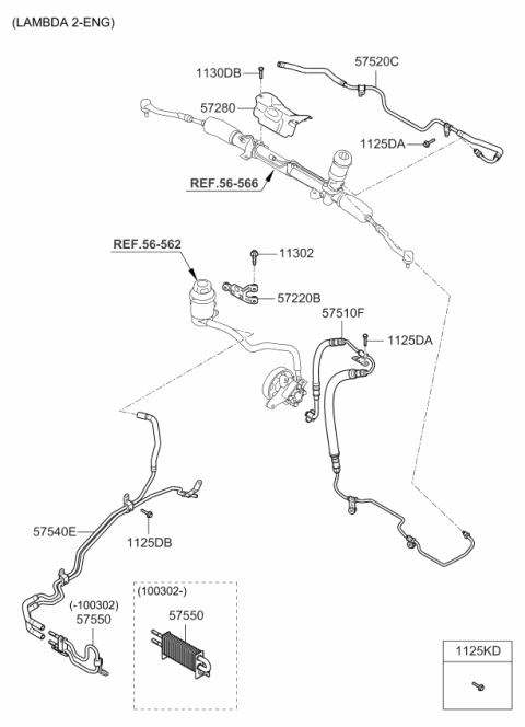 2009 Kia Sedona Power Steering Hose & Bracket Diagram 2