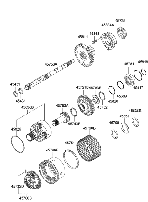 2013 Kia Sedona Transaxle Gear-Auto Diagram 1