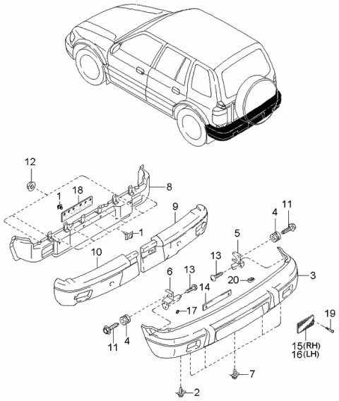 2001 Kia Sportage Screw-Tapping Diagram for 0K01F51661A