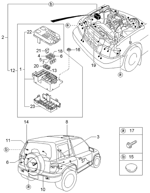 2000 Kia Sportage New Body Style Wiring Harnesses-Front & Rear Diagram 1