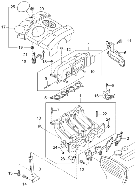 2001 Kia Sportage Gasket-Intake Manifold Diagram for 0K9A413111