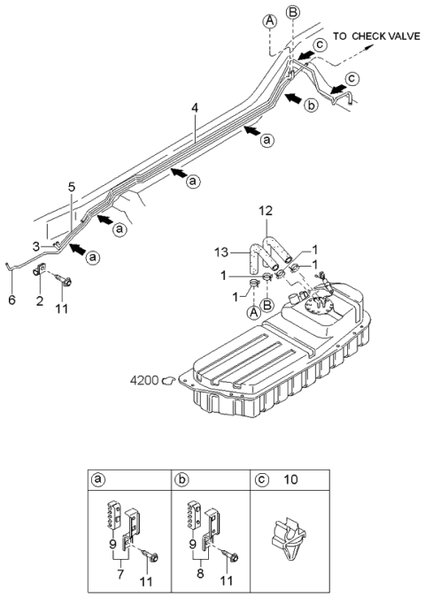 2000 Kia Sportage Holder Assembly-Pipe Diagram for 0K01145920