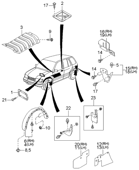 2000 Kia Sportage New Body Style Floor Attachments Diagram 2