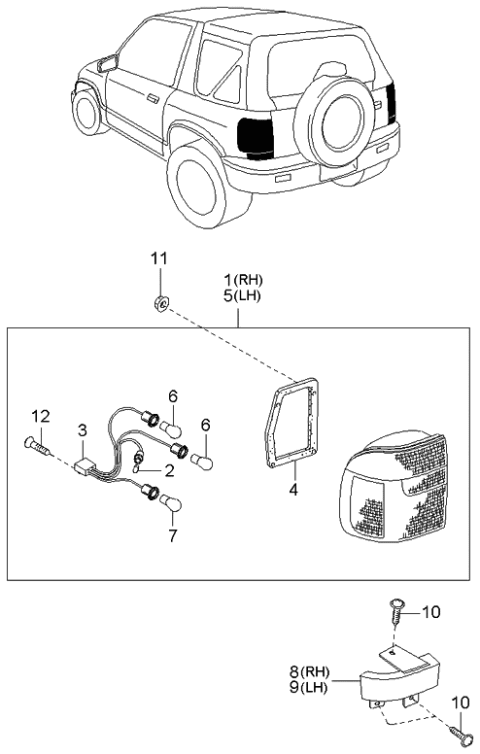 2000 Kia Sportage New Body Style Rear Combination Lamp Diagram 1