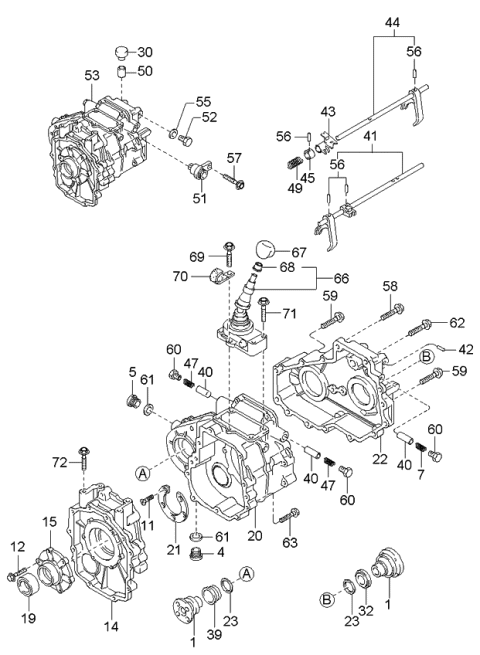 2001 Kia Sportage Transfer Case & Gears Diagram 1