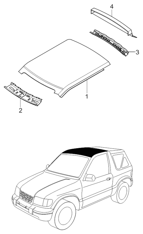 2000 Kia Sportage Body Panels-Roof Diagram 1