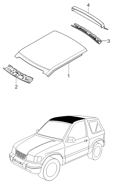 2000 Kia Sportage New Body Style Body Panels-Roof Diagram 1