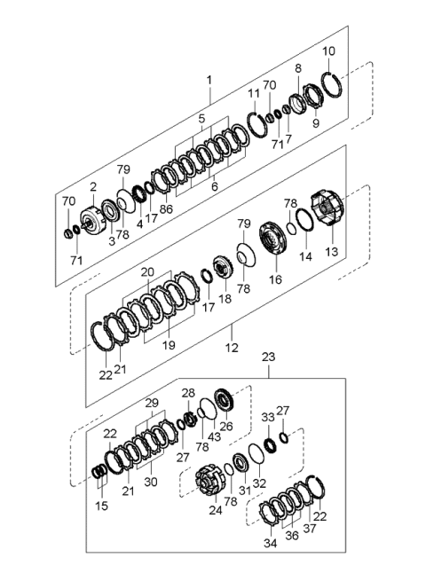 2000 Kia Sportage New Body Style Clutch & Planetary Gears Diagram 1