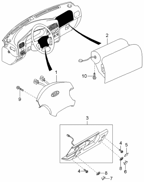 2001 Kia Sportage Air Bag Passenger Module Diagram for 0K07057K5096