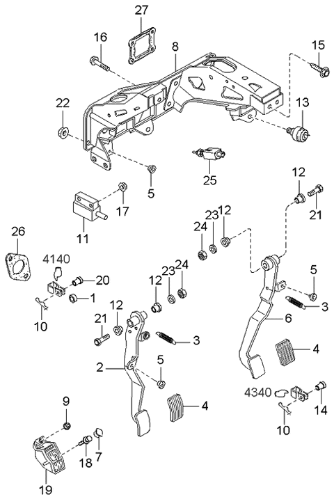 2002 Kia Sportage Clutch & Brake Pedal Diagram 3