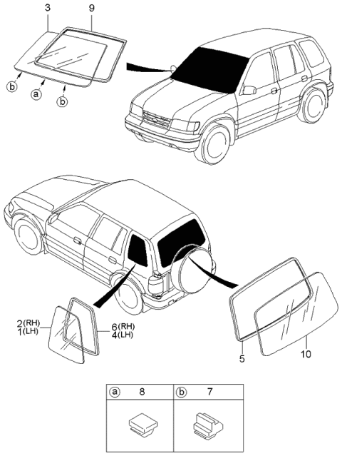 2000 Kia Sportage Window Glasses Diagram