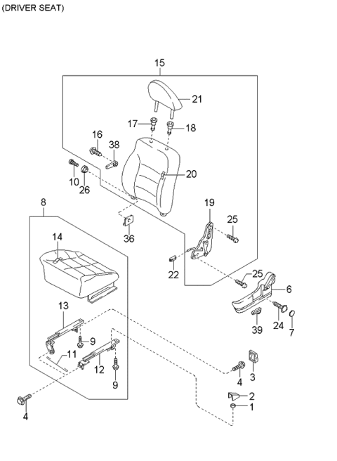 2002 Kia Sportage Head Rest Assembly Diagram for 0K08E88190964