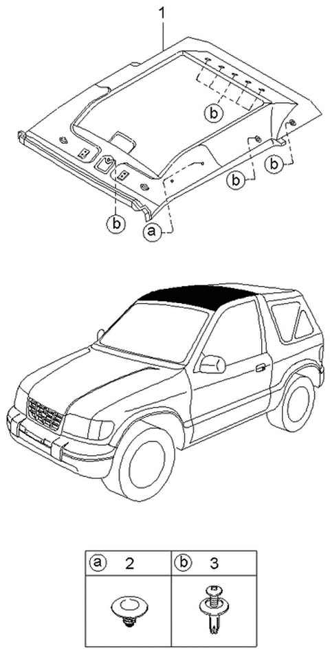 2000 Kia Sportage Top Ceiling Diagram for 0K01268030Z06