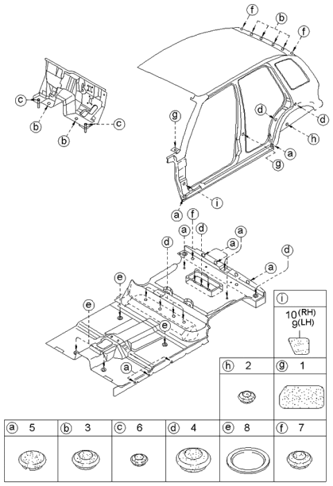 2000 Kia Sportage New Body Style Cover-Floor Hole Diagram 2