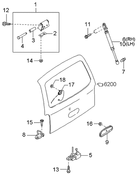 2000 Kia Sportage Lift Gate Mechanism Diagram 2