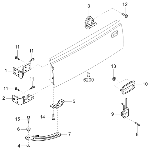 2000 Kia Sportage Tail Gate Lock Assembly Diagram for 0K01A62310B