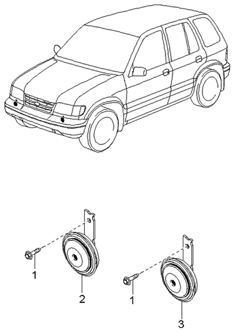2000 Kia Sportage Horn-Electric, High Diagram for 0K08B66790B