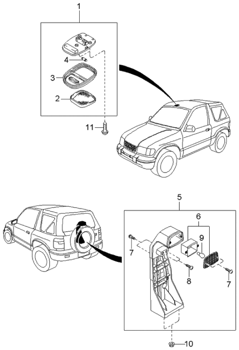 2002 Kia Sportage Lamp-Room Diagram for 0K01151310A06