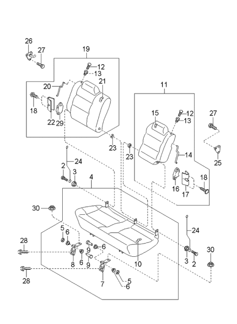 2002 Kia Sportage Back-Rear 1ST,LH Diagram for 0K08B57330C703