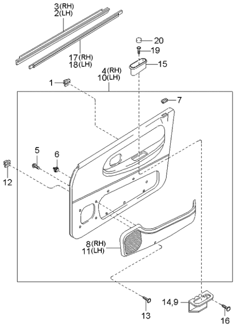 2000 Kia Sportage Bracket,Assembly-PULLHANDLE Diagram for 0K01268440A