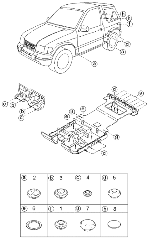 2000 Kia Sportage New Body Style Cover-Floor Hole Diagram 1