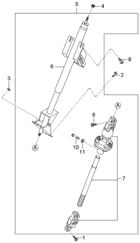 2000 Kia Sportage Shaft Assembly-Steering Diagram for 0K08A3210XH