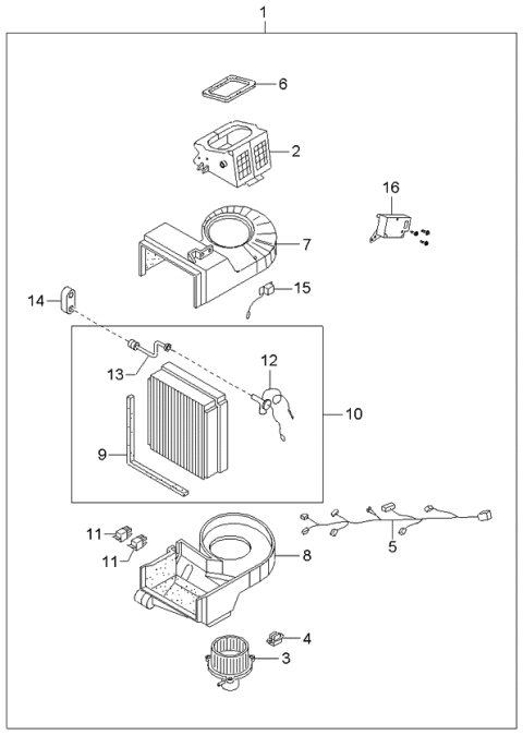 2001 Kia Sportage Cooling Unit-Front Diagram