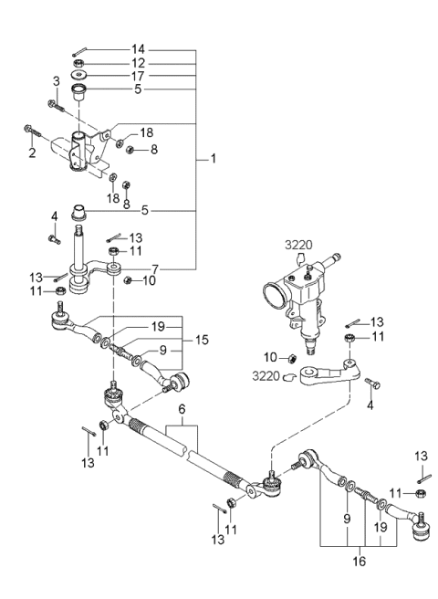 2000 Kia Sportage Steering Linkage System Diagram