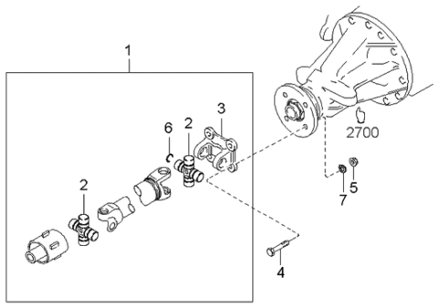 2001 Kia Sportage Shaft Assembly-Propeller Diagram for 0K02E25100B